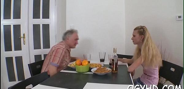  Horny young sweetheart screwed by old guy